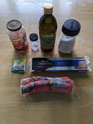 Photo showing some of the ingredients you will need to make a Phamtastic Pizza
